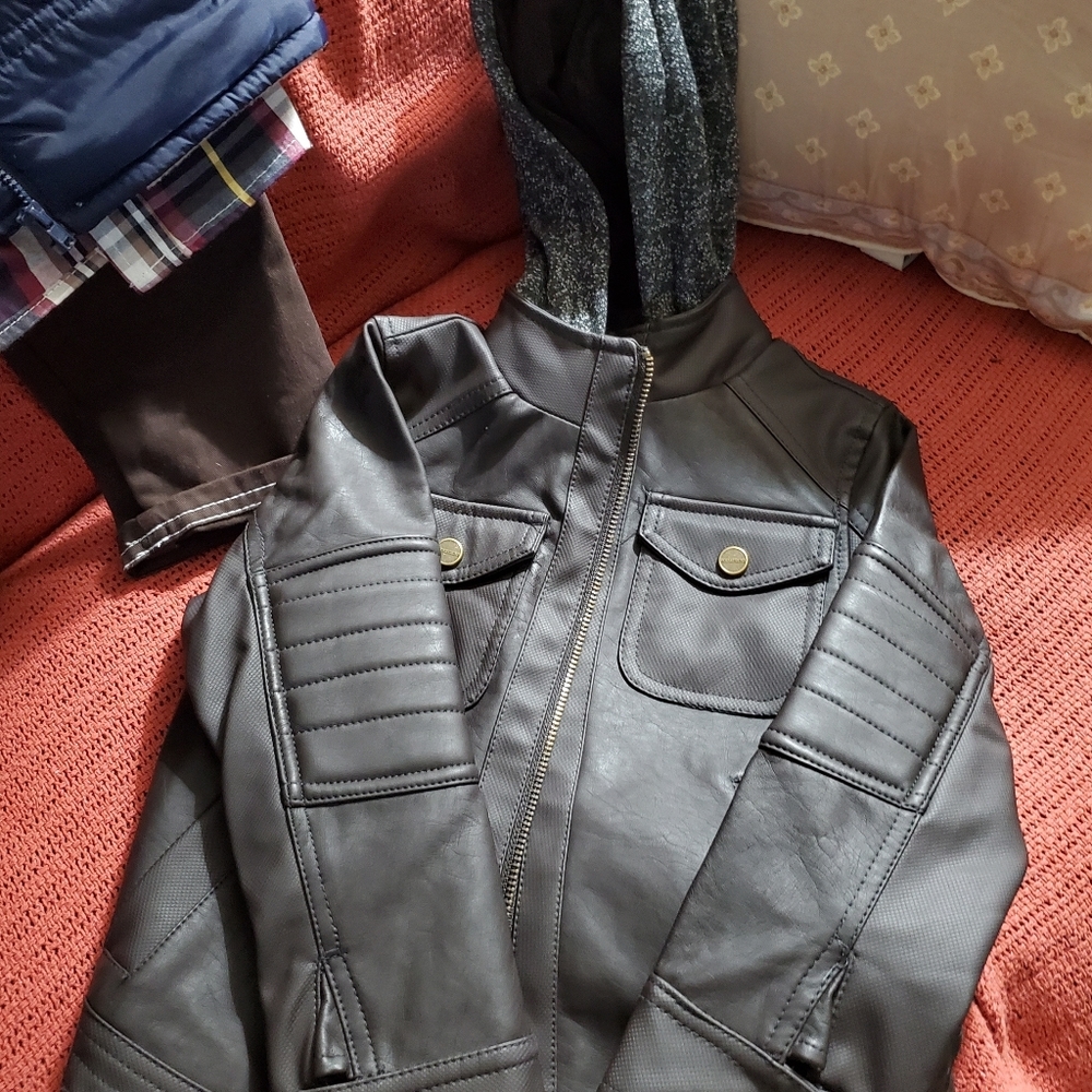 Toddler Faux Leather Jacket and 3 piece set